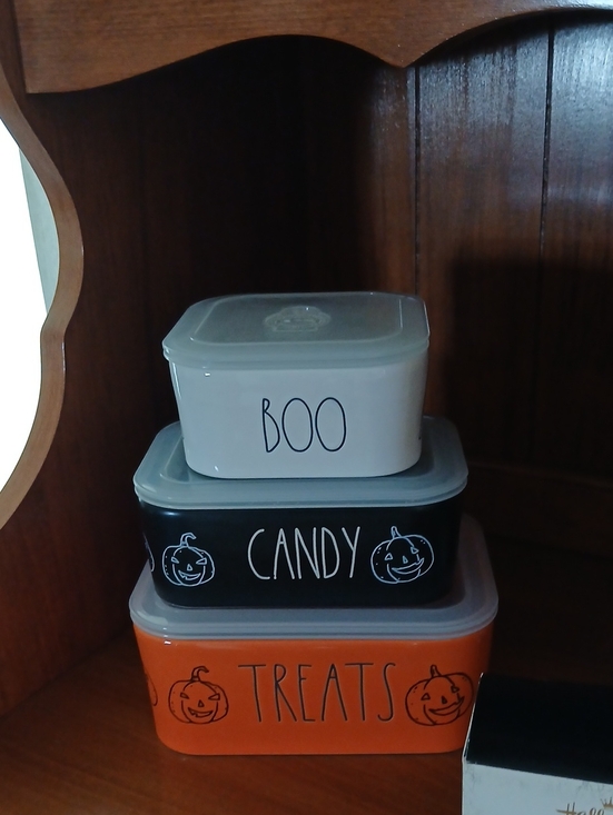 Rae Dunn Other - Rae Dunn Halloween Stacked Canisters in White, Black, Orange